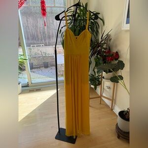 BCBGMaxAzria Mustard Yellow Spaghetti-Strap Maxi Dress